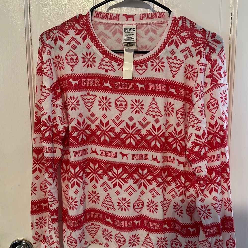 Pink pajama Christmas top